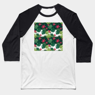 Exotic Pink Floral Jungle Baseball T-Shirt